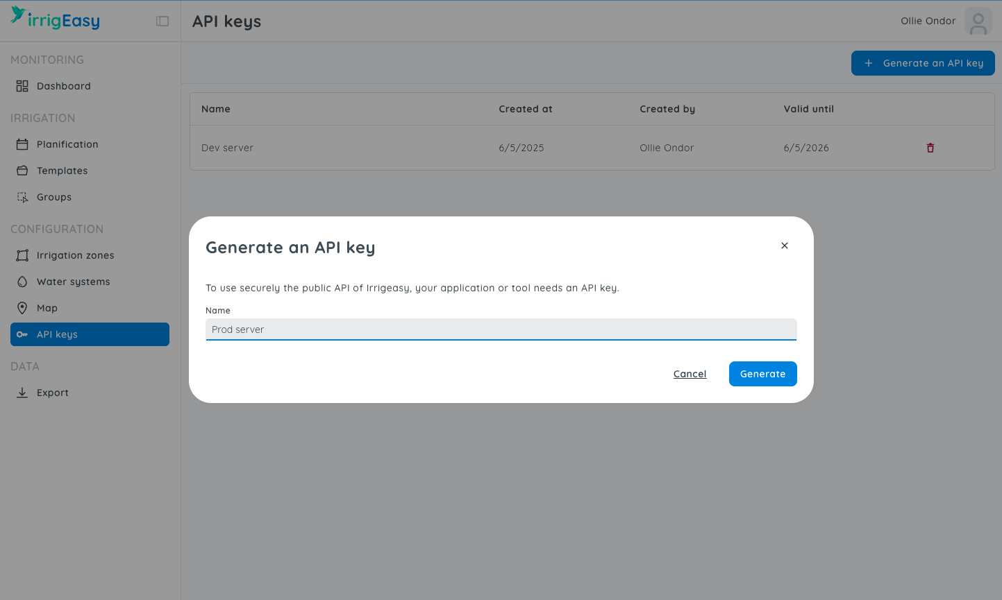 Generating Your API Key